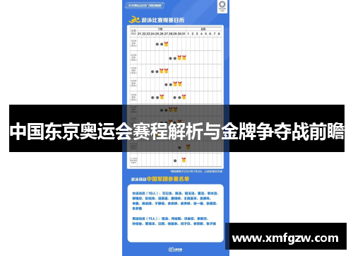 中国东京奥运会赛程解析与金牌争夺战前瞻